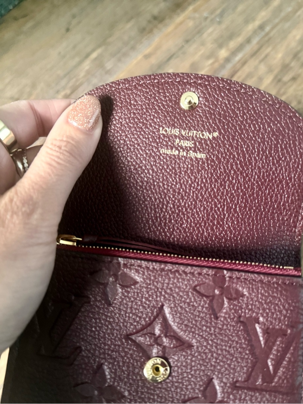 New Rare Louis Vuitton Rosalie Coin Purse in Empreinte Leather - Grenat Red SLG - Picture 5 of 10
